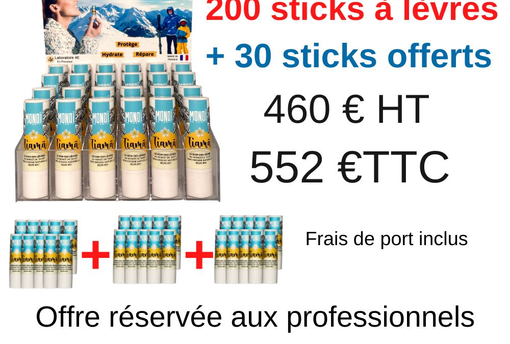 Presentoir 200 sticks à lèvres + 30 sticks offerts